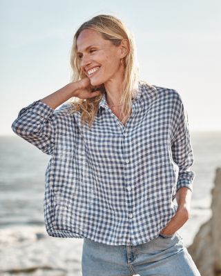 CP Shades Rooney ThreeQuarterSleeve Linen Top Hill