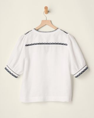 Aurora Embroidered Linen Top | Garnet Hill