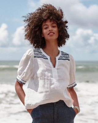 Aurora Embroidered Linen Top