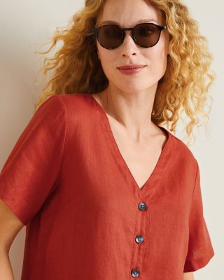 Gabby Button-Front Linen Top