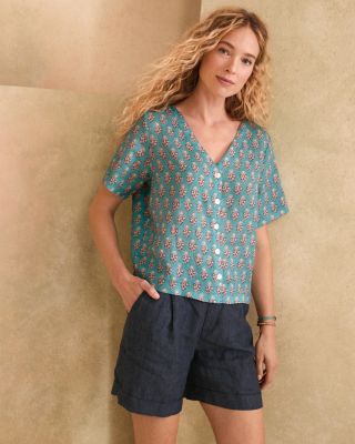 Gabby Button-Front Linen Top