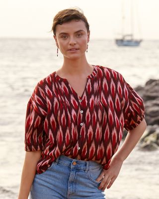 【一部予約！】 Uma Hill Garnet | Blouse Button-Front Ikat シャツ/ブラウス(長袖/七分)
