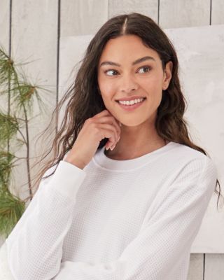 French Laundry™ Waffle Knit Pullover with Shoulder Buttons at Von Maur