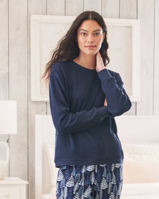 Organic-Cotton Waffle-Knit Pullover | Garnet Hill