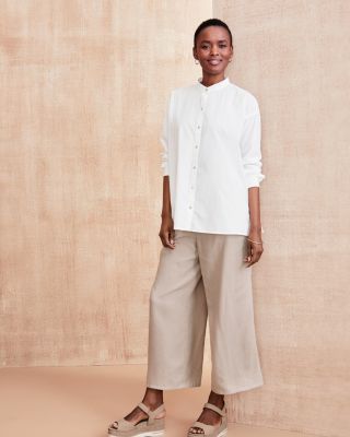 EILEEN FISHER TENCEL™ Seersucker Check Cropped Pants | Garnet Hill