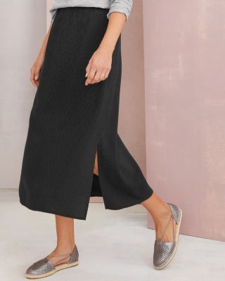 ユキ EILEEN FISHER TENCEL™ Seersucker Check Midi Skirt | Garnet Hill