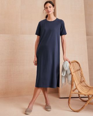 EILEEN FISHER Organic-Cotton Jersey Midi T-Shirt Dress | Garnet Hill