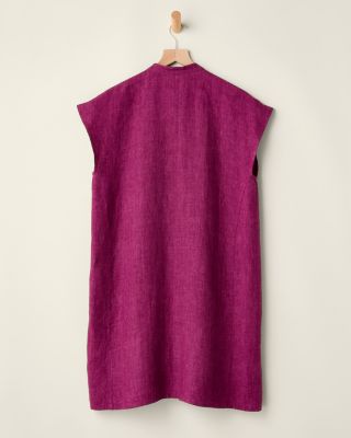 women's blue linen dress Linen Short Gown main image 0