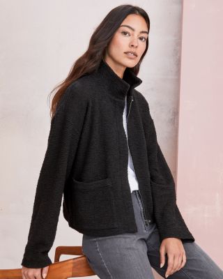 Eileen fisher stand hot sale collar jacket