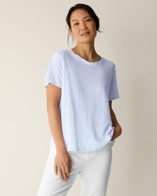 EILEEN FISHER Organic-Linen Jersey Crewneck Short-Sleeve Tee