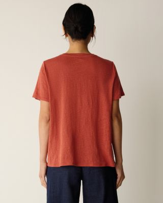 EILEEN FISHER Organic-Linen Jersey Crewneck Short-Sleeve Tee