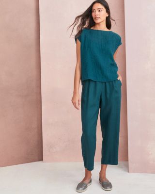 EILEEN FISHER Organic-Linen Cropped Lantern Pants | Garnet Hill