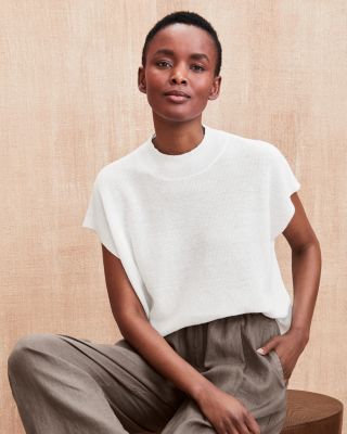 Cotton mock neck top on sale