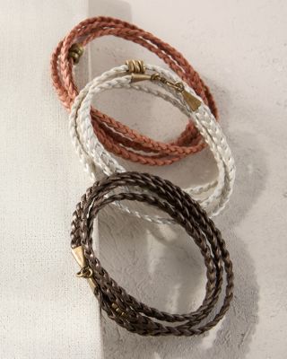 Original Hardware Leather Wrap Bracelet - One Size - Pink Leather