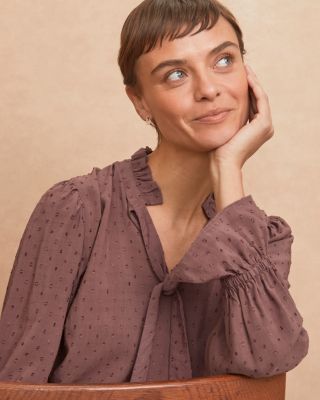 Zoe Tie-Neck Blouse | Garnet Hill