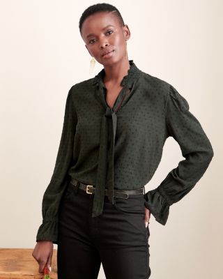 High-collar Blouse - Black - Ladies