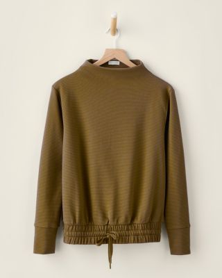 Tie-Waist Ribbed Sweatshirt | Garnet Hill