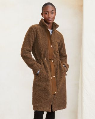 Womens long hot sale sherpa coat