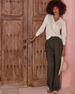 TENCEL™ & Linen Pleated Trousers | Garnet Hill