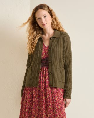 Good American Cozy Ribbed Cardigan Sweater