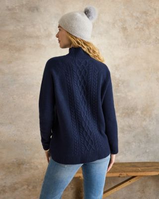Firesmoke Cabled Cashmere Tunic Sweater | Garnet Hill