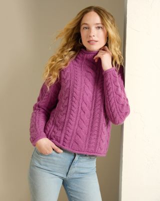 Lumi Cabled Cashmere Turtleneck Sweater | Garnet Hill