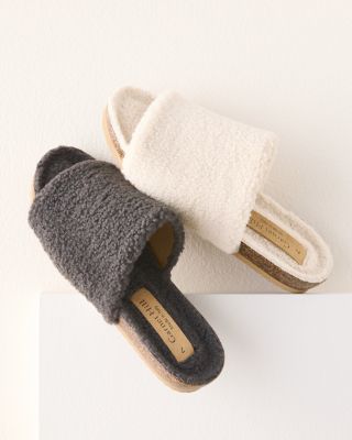 Cozy Sherpa Slides - 9 - Ecru Sherpa