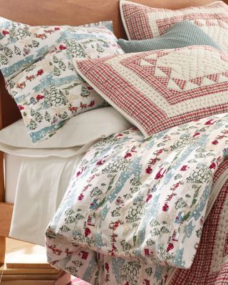 Snowy Sleigh Ride Organic-Cotton Flannel Sheet Set | Garnet Hill