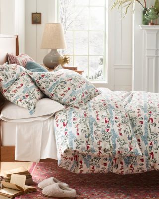 Snowy Sleigh Ride Organic-Cotton Flannel Duvet Cover | Garnet Hill