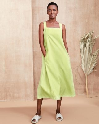 Square neck linen outlet dress