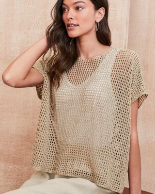 Eileen Fisher  Raglan Sleeve Pullover レディース Sweaters Sea Salt Organic Linen Cotton Raglan-Sleeve Top | EILEEN FISHER