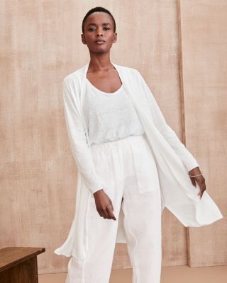 EILEEN FISHER Organic-Linen & Organic-Cotton Long Cardigan
