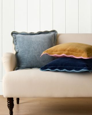 Navy Washed Cobalt Velvet Scallop Pillow Cover Garnet Hill