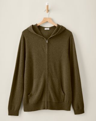 Men's Washable-Cashmere Zip-Front Hoodie | Garnet Hill