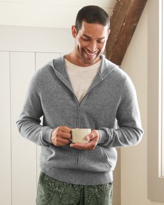 Men's Washable-Cashmere Zip-Front Hoodie