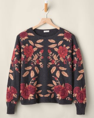Cashmere Floral Jacquard Sweater | Garnet Hill