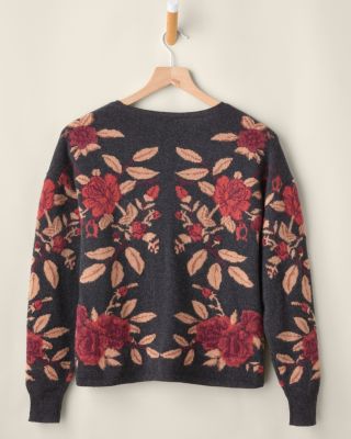 Cashmere Floral Jacquard Sweater | Garnet Hill