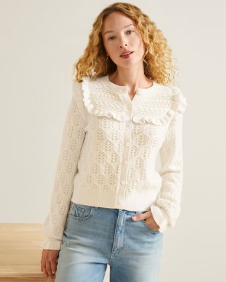 Cashmere ruffle cardigan best sale