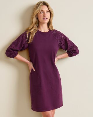 Eyelet-Sleeve Knit Dress | Garnet Hill