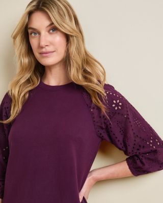 Eyelet-Sleeve Knit Dress | Garnet Hill