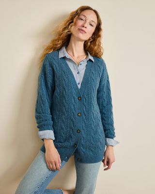 Garnet Hill Women Cashmere Cardigan deals Blue