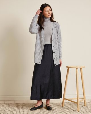Cashmere Cabled Boyfriend Cardigan | Garnet Hill