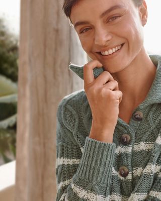 Linen & Organic-Cotton Button-Detail Sweater | Garnet Hill