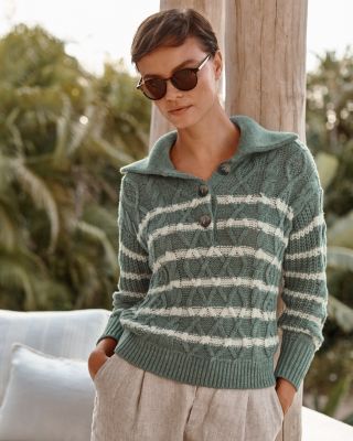 Ivory, Cotton Linen Feminine Stitch Sweater