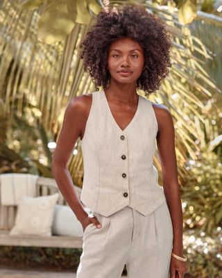Linen Button-Front Vest | Garnet Hill
