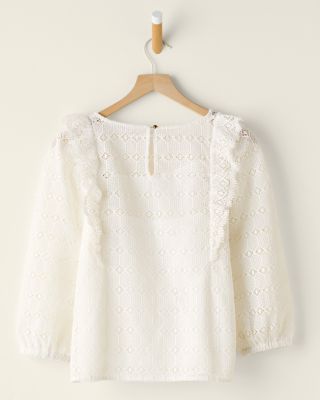 Ruffle-Detail Lace Blouse | Garnet Hill
