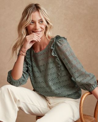 Ruffle-Detail Lace Blouse | Garnet Hill