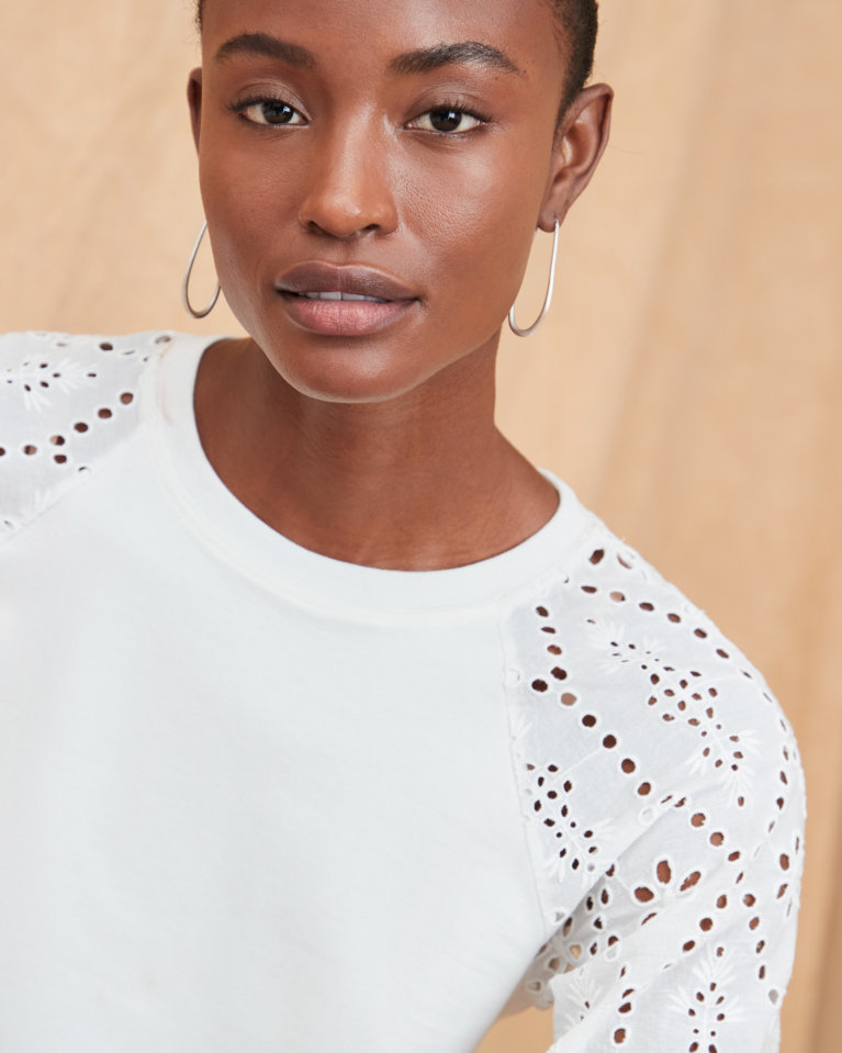Eyelet Long-Sleeve Knit Top | Garnet Hill Eyelet Long-Sleeve Knit Top | Garnet Hill