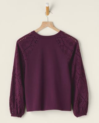 Garnet buy Hill gray eyelet sleeve top