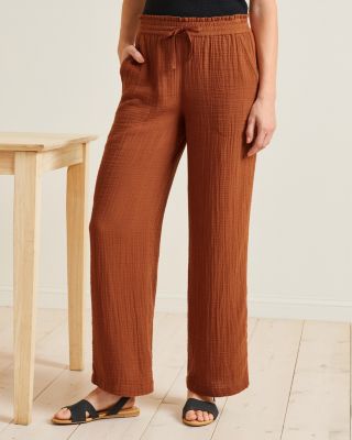 Organic-Cotton Wide-Leg Pants